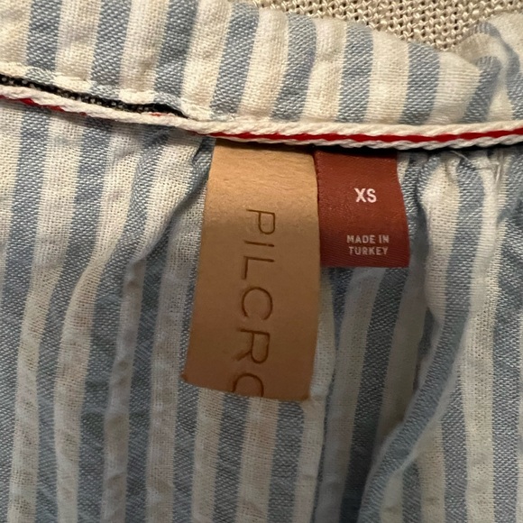 Anthropologie Pilcro Tie-Front Buttondown Tank Blue White Seersucker Stripes - Picture 5 of 6